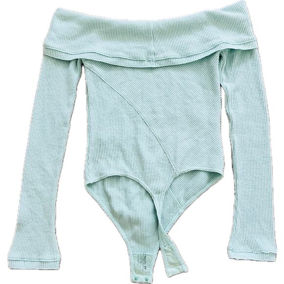 NWOT Free People Autumn Cozy Bodysuit Women's Blouse Top Shirt Small Mint Green - Picture 7 of 9